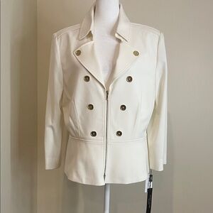 NWT Elegant Women's Ivory Pea Coat Size 14